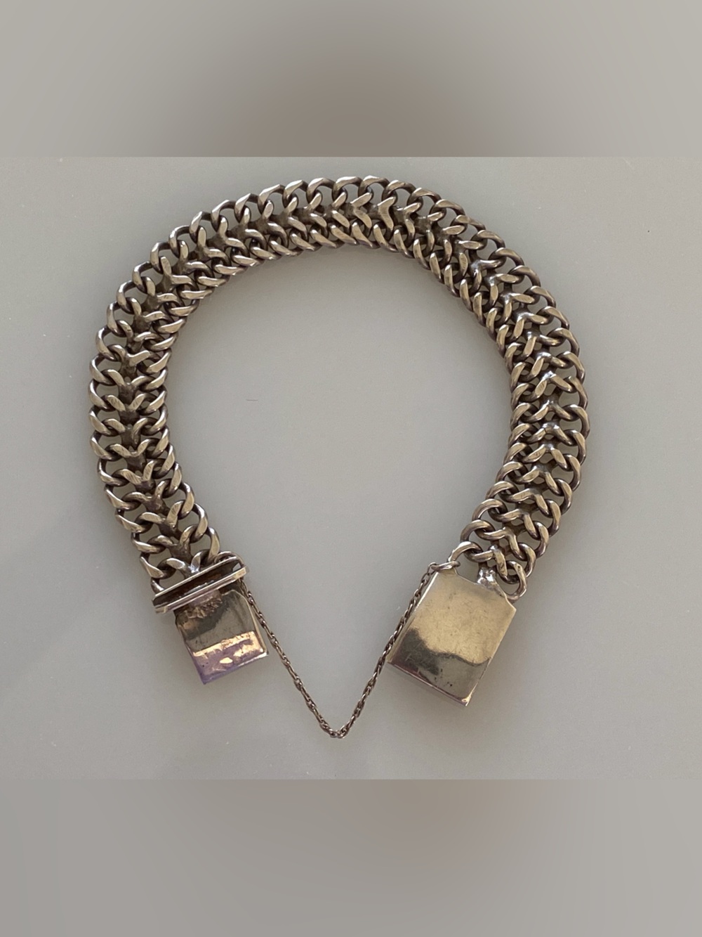 Sterling Silver Braided Link Bracelet with Safety Chain